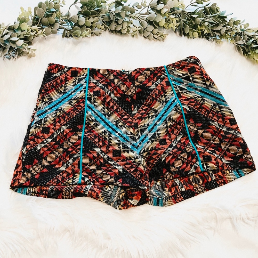 Boho Tribal Aztec High Waisted Shorts